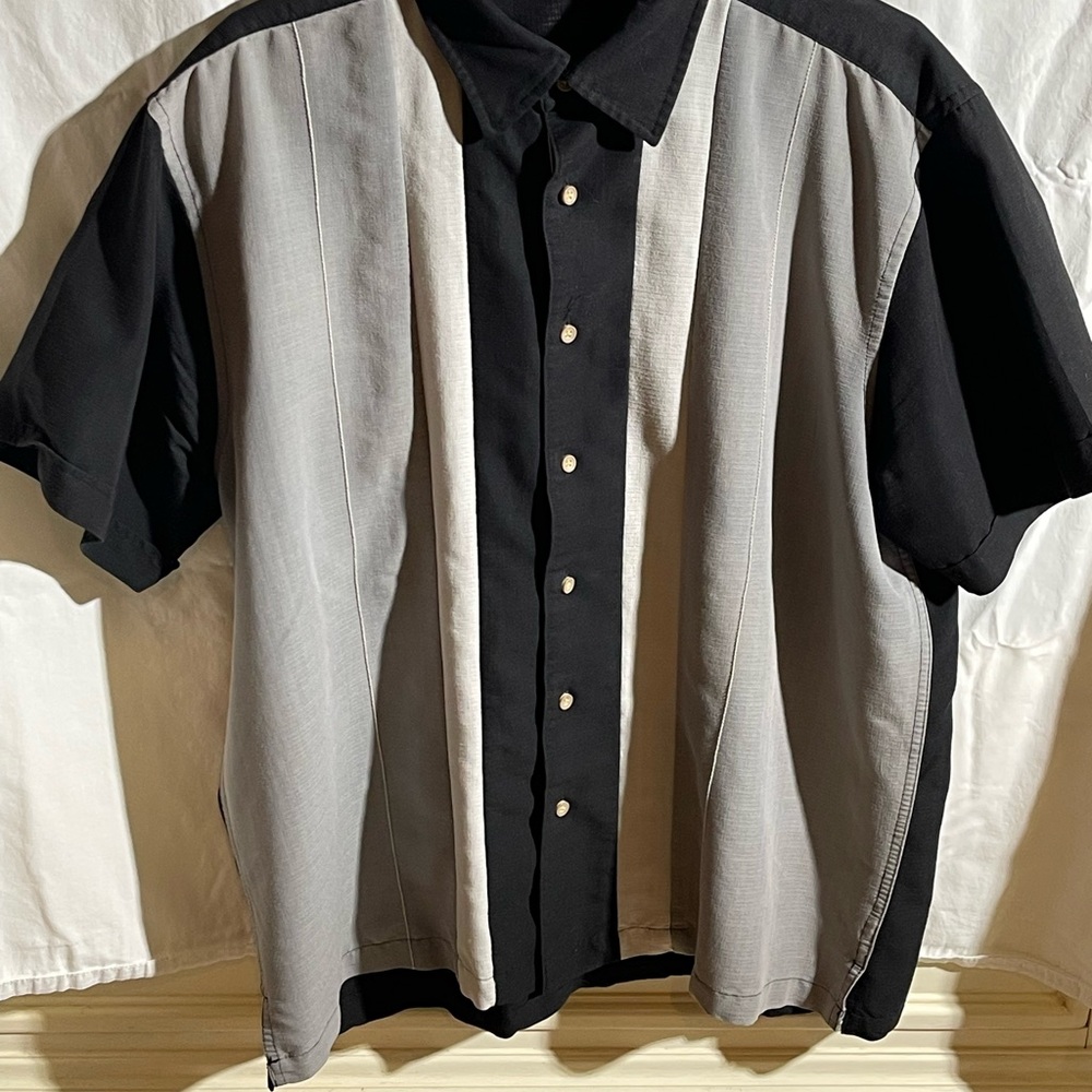 INC International Concepts Black and Gray Casual Shirt